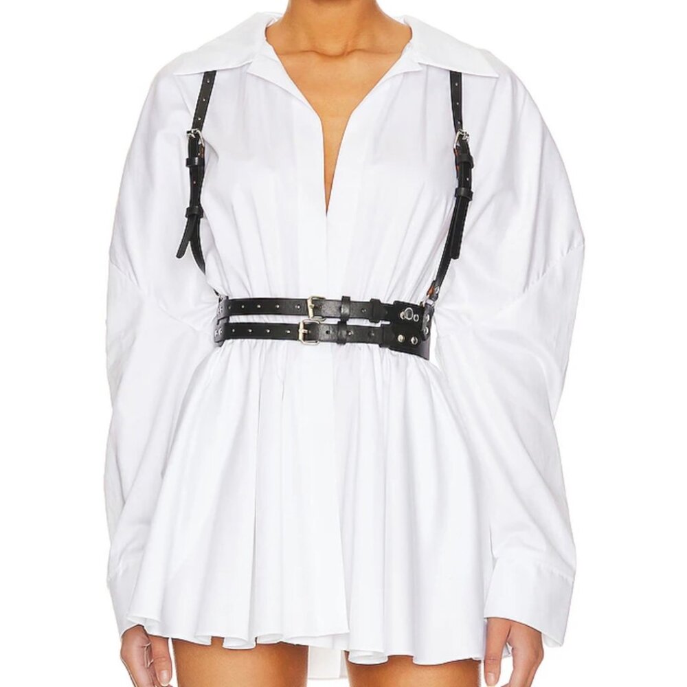 Black Faux Leather Harness with Adjustable Straps NWT